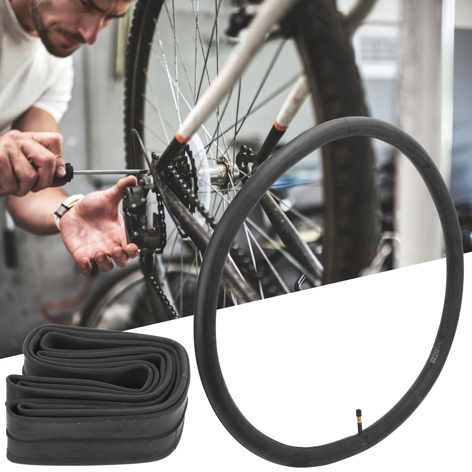 Butyl Rubber Inner Tubes 26x1.95/2.125 Bike Inner Tubes Schrader Valve 26inch Butyl Rubber Inner Tubes Replacement Qme