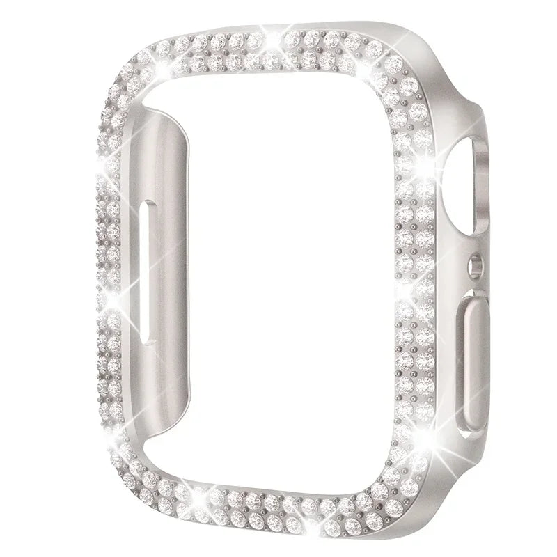Diamond Case For Apple Watch Cover 9 8 7 41mm 45mm 44mm 40mm Bling Bumper Protector Shell For iWatch Series 8 3 4 5 6 SE Qme Starlight Double 42mm