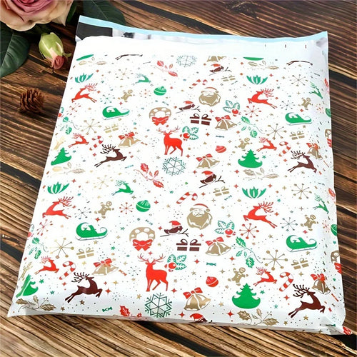 10 Christmas Reindeer Cartoon Mailing Bags, Waterproof Daily Office Gift Bags, Party Gifts, Holiday Mailing Bags, Holiday Prints Qme