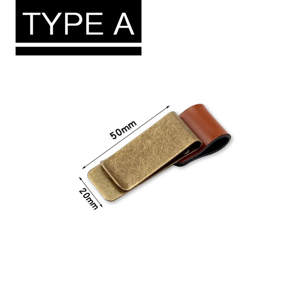 Retro Metal Leather Pen Clip Stainless Steel Pen Holder for Travelers Notebook Diary Portable Office School Paper Folder Access Qme A