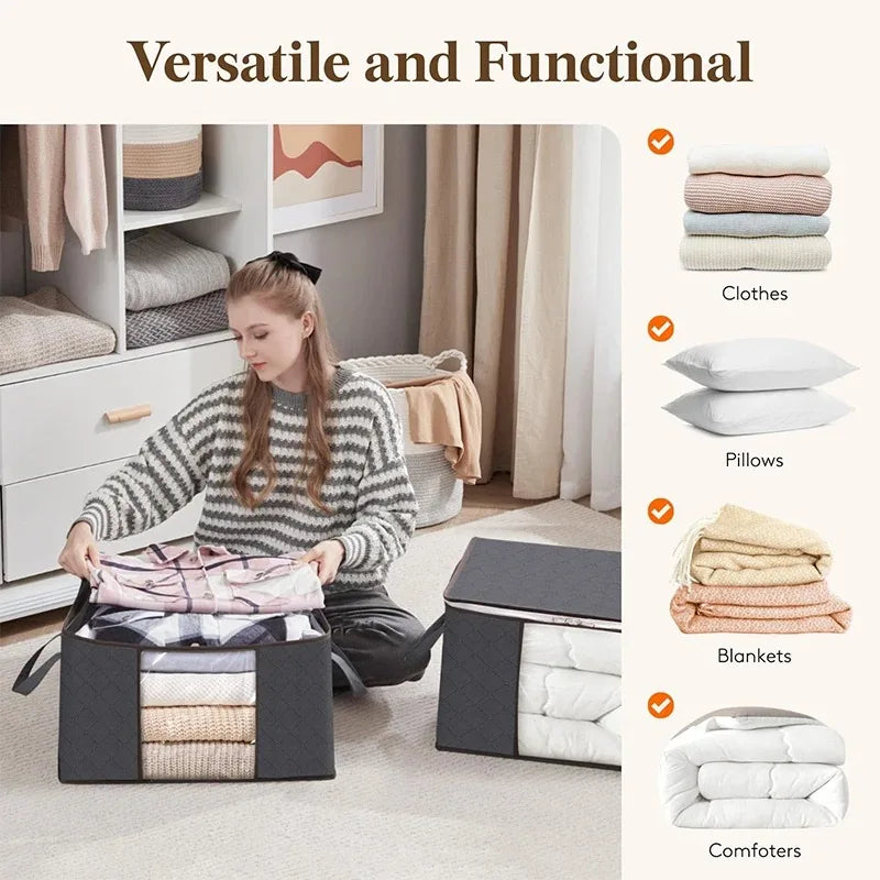 Large Capacity Viewing Window Quilt Storage Bag Household Dustproof Bedding Storage Box Clothing Sorting Bag Moving Organizing Qme