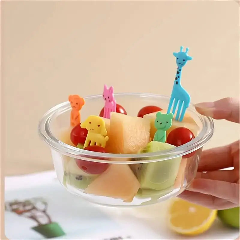 Animal Farm Fruit Fork Mini Cartoon Children Snack Cake Dessert Food Pick Toothpick Bento Lunches Party Decor Random Color Qme