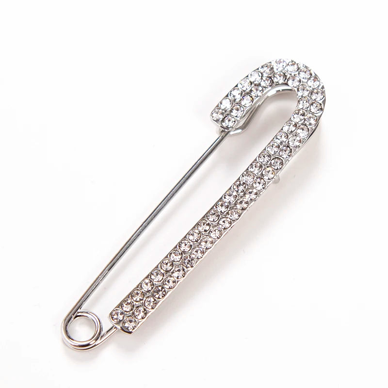 Sweet Lady Large Safety Pins Brooch Vintage Crystal Rhinestone Pin Qme A-2