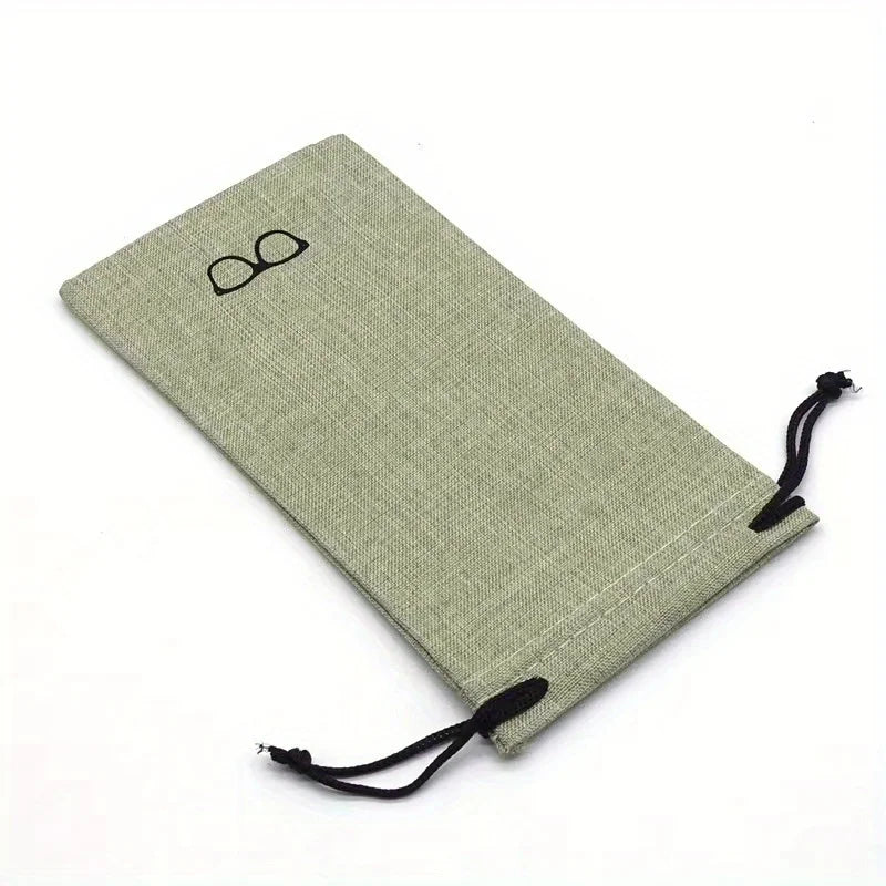 Drawstring Eyeglass Bag 10Pcs Linen Eyewear Bags - Soft Cloth, Drawstring, Portable Qme
