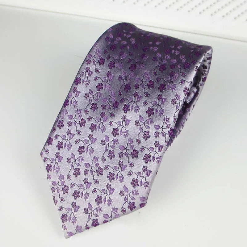 Purple Tie Norvety Floral Stripe Elegant Necktie Tuxedo Fashion Qme RT8