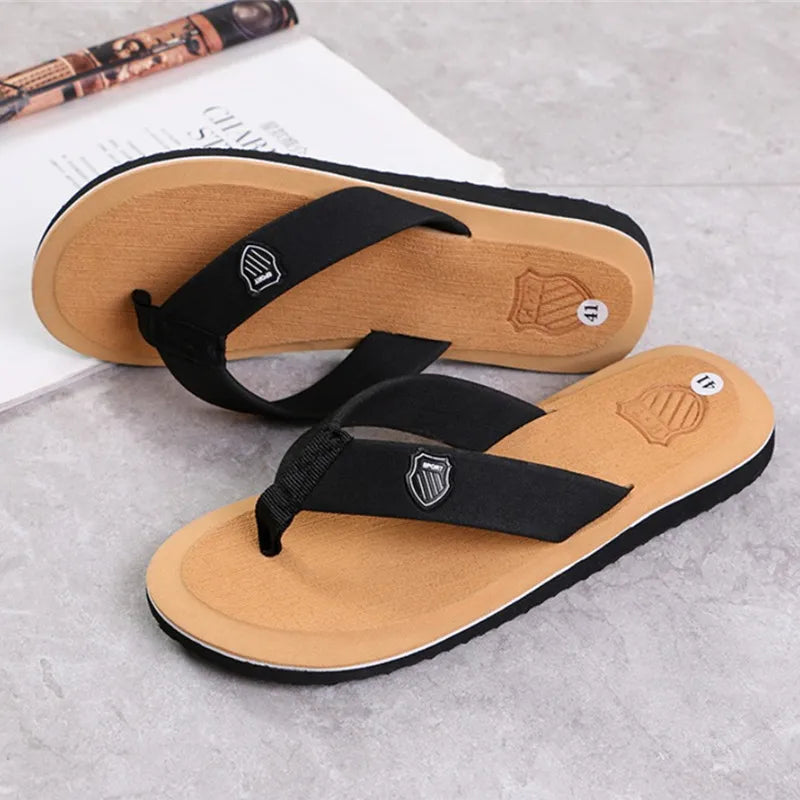 High Quality Summer Slippers Men Flip Flops Beach Sandals Non-Slip Casual Flat Shoes Slippers Indoor Shoes Men Outdoor Slides Qme Yellow 41