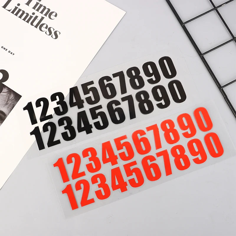 Car Reflective 0-9 Numbers Sticker Temporary Parking Phone Remarks Qme
