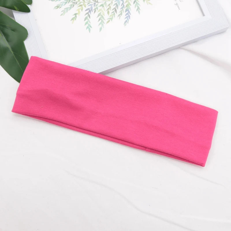 Elastic Cotton Hairband Fashion Headbands Women Men Solid Running Qme Rose Red
