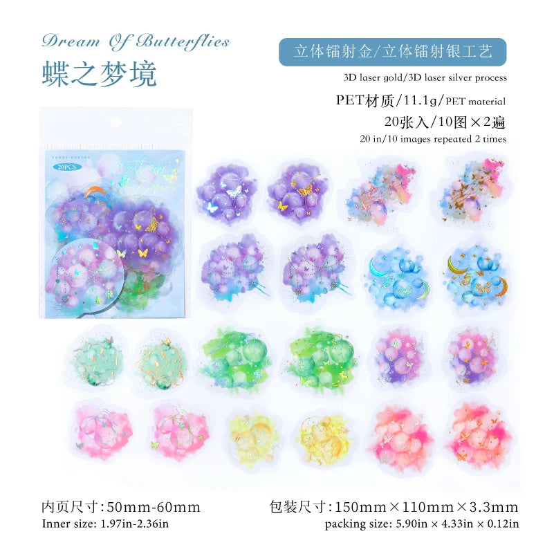 Holographic Waterproof Silver Floral Stickers 20 Sheets for Scrapbooking Journal DIY Decoration Collage Diary Supplies Qme 6