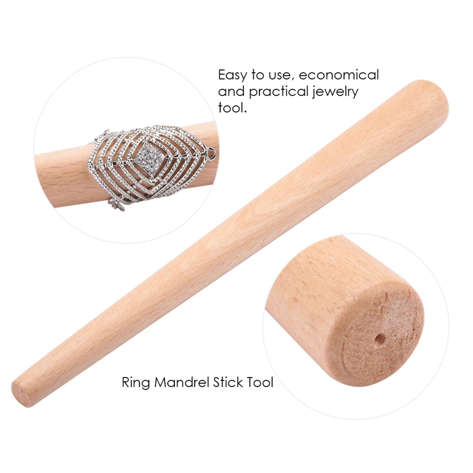 Wood Mandrel Stick Tool for Finger Ring Jewelry Making and Rings Forming Polishing for Jeweler Qme