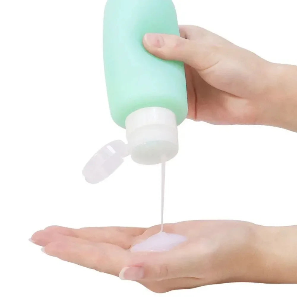 Silicone Bottle Refillable Lotion Shower Gel Shampoo Container Empty Qme