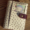Retro Canvas Notebook Cute Polka Dot Print Snap Closure Cartoon Photo Qme D