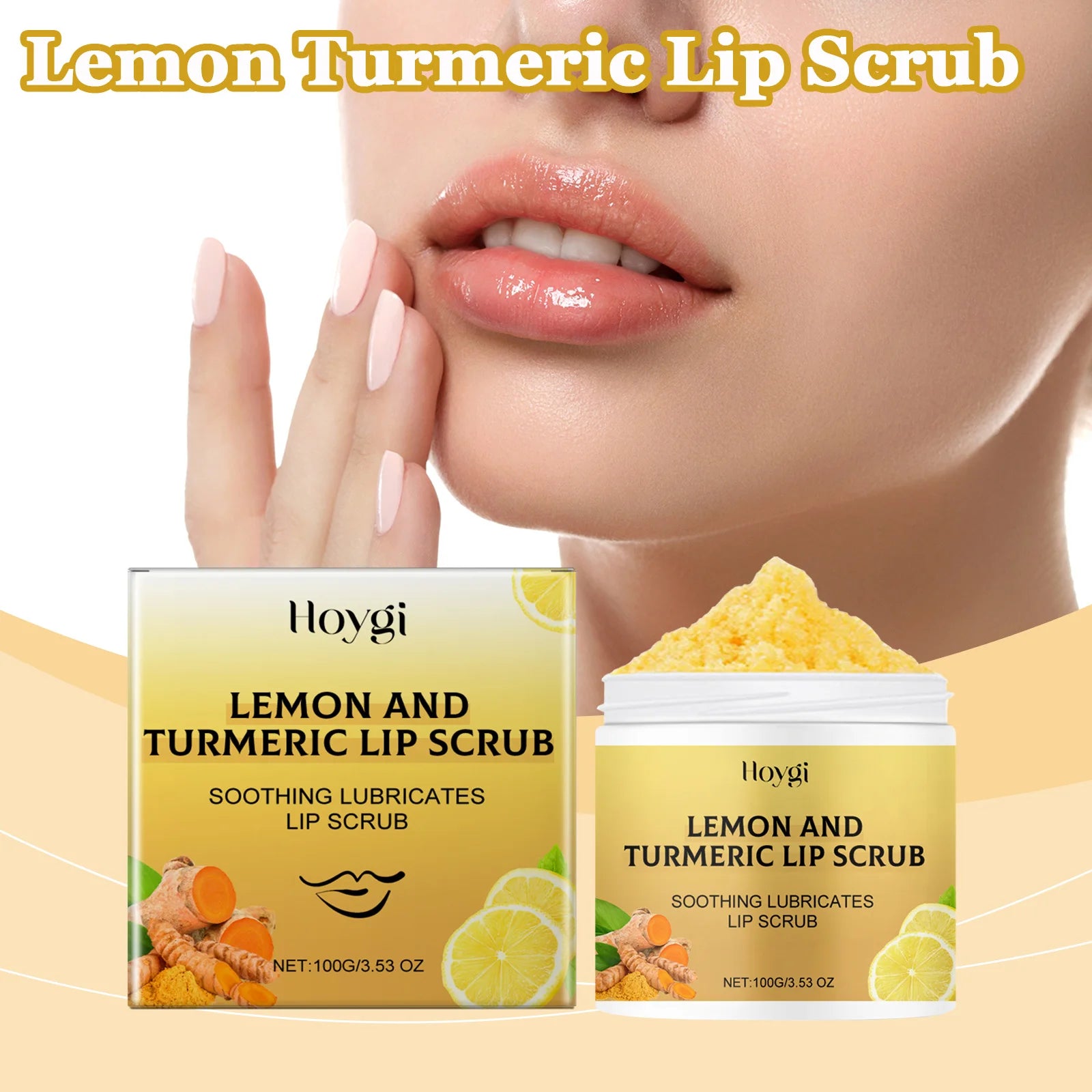 Turmeric Lemon Lip Scrub Dead Skin Removal Exfoliating Moisturizing Balm for Dry Chapped Lips Fade Lip Lines Nourishing Lip Care Qme
