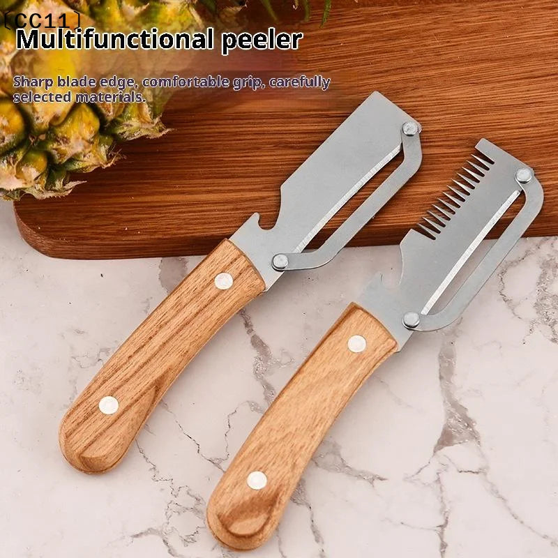 3-in-1 Serrated Peeling Knife Premium Vegetable Peeler Handle Bottle Qme