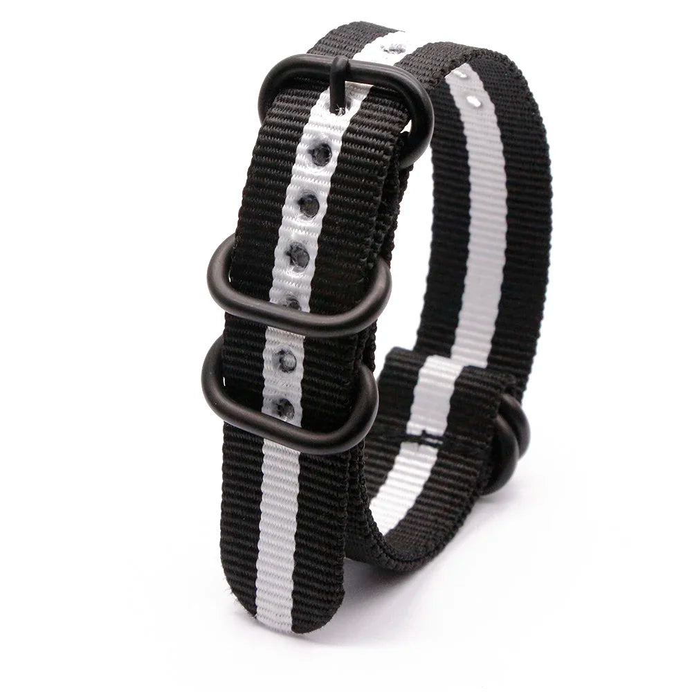 Army Nylon Watch Strap Sport Replacement Wristband Black Ring Buckle