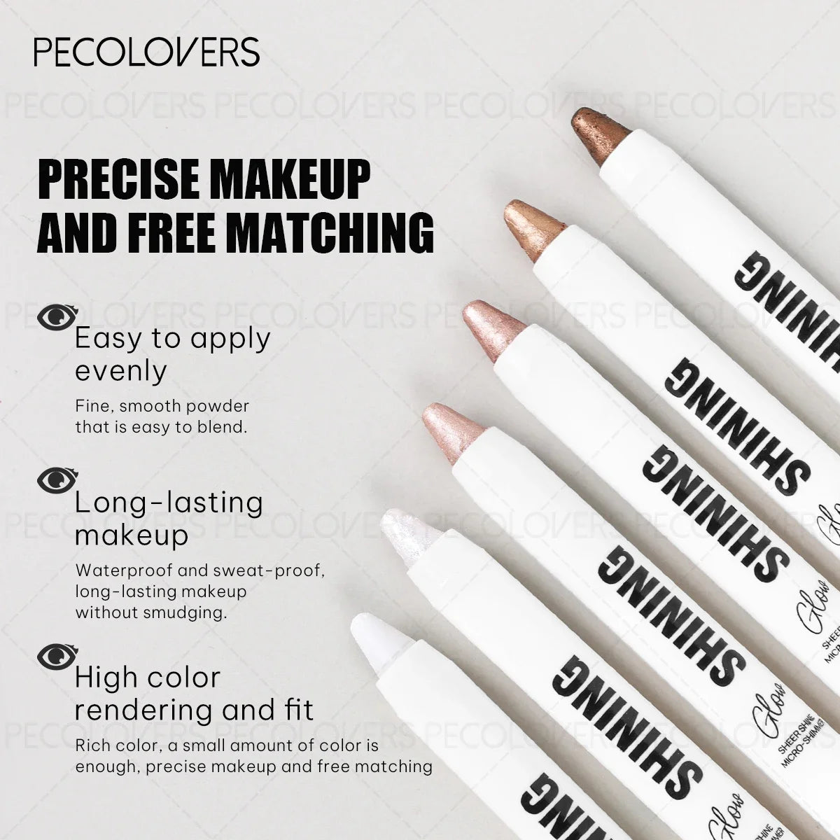 Champagne Gold Nude Pink Glitter Eyeshadow Stick Waterproof Qme