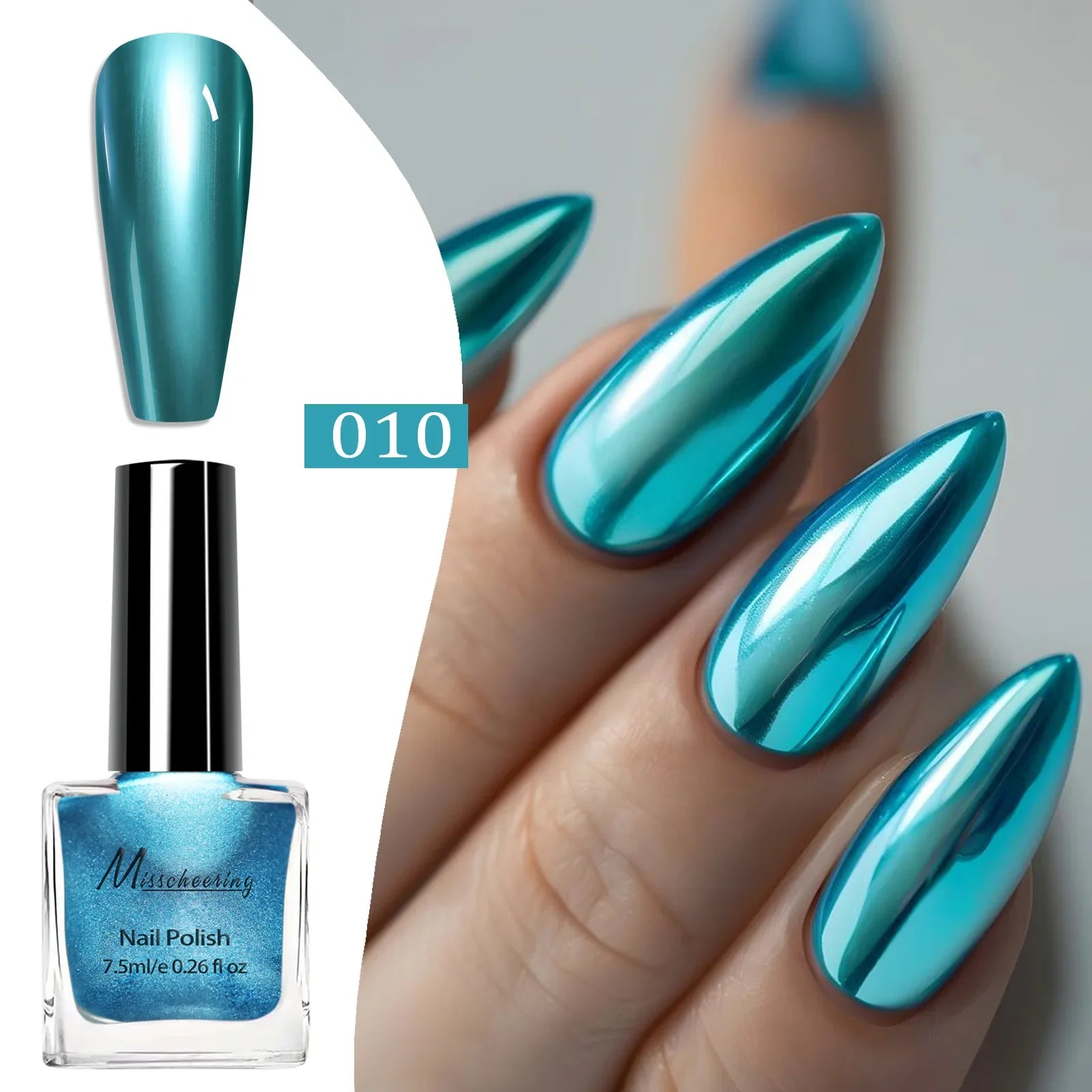 Instant Chrome Nail Polish 12 Colors - No UV Lamp Mirror Effect, Quick Dry Metallic Nail Lacquer, Long Lasting Salon Nail Polish Qme 10