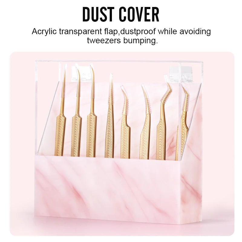 NATUHANA Eyelash Extension Tweezers Storage Box 8 Holes Holder Qme