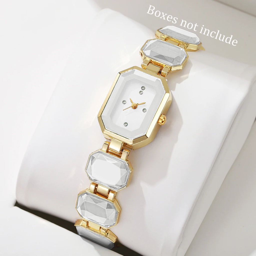Moda retângulo dial feminino relógio elegante senhoras quartzo relógios de pulso meninas reloj hombre (sem caixa) Qme WHITE