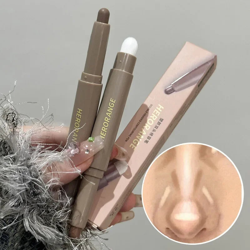 Nose Shadow Bronzers Contouring Makeup Pen Natural Grey Brown Three-dimensional Face Matte Shadow Stick Cream Contour With Brush Qme