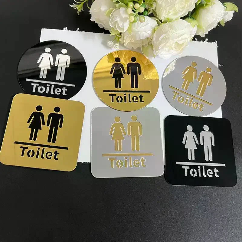 3.94-inch Acrylic Toilet Sign For Men And Women, Bathroom Identification, Round And Square Toilet Mirror Decals For Home Decor. Qme