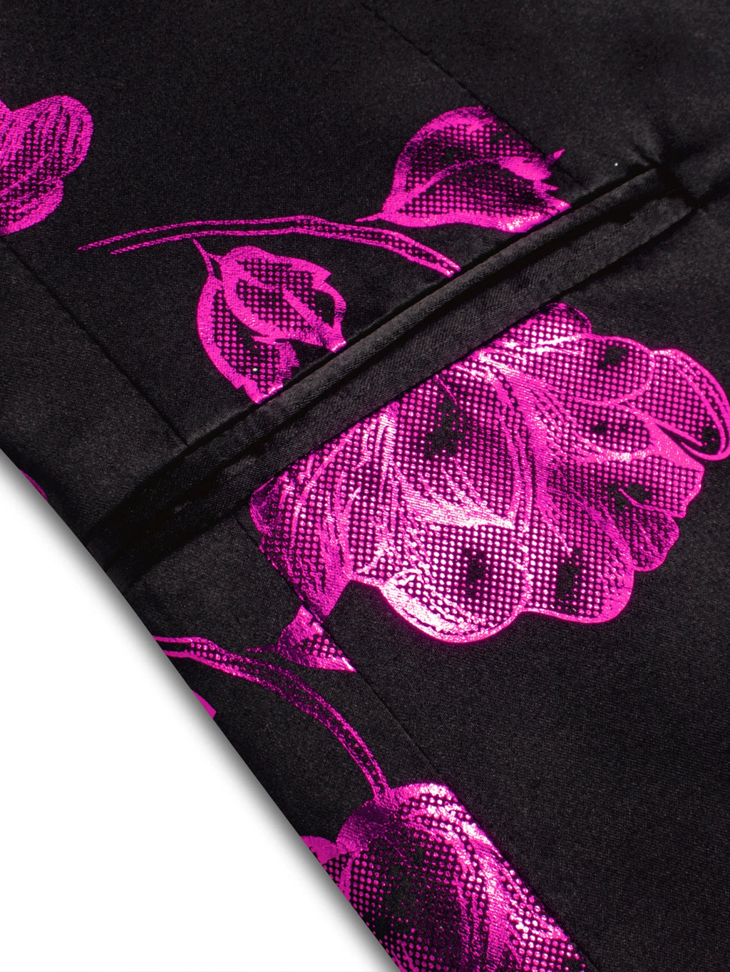 Men's Black Pink Floral Jacquard Shawl Lapel Blazer Single Breasted Qme