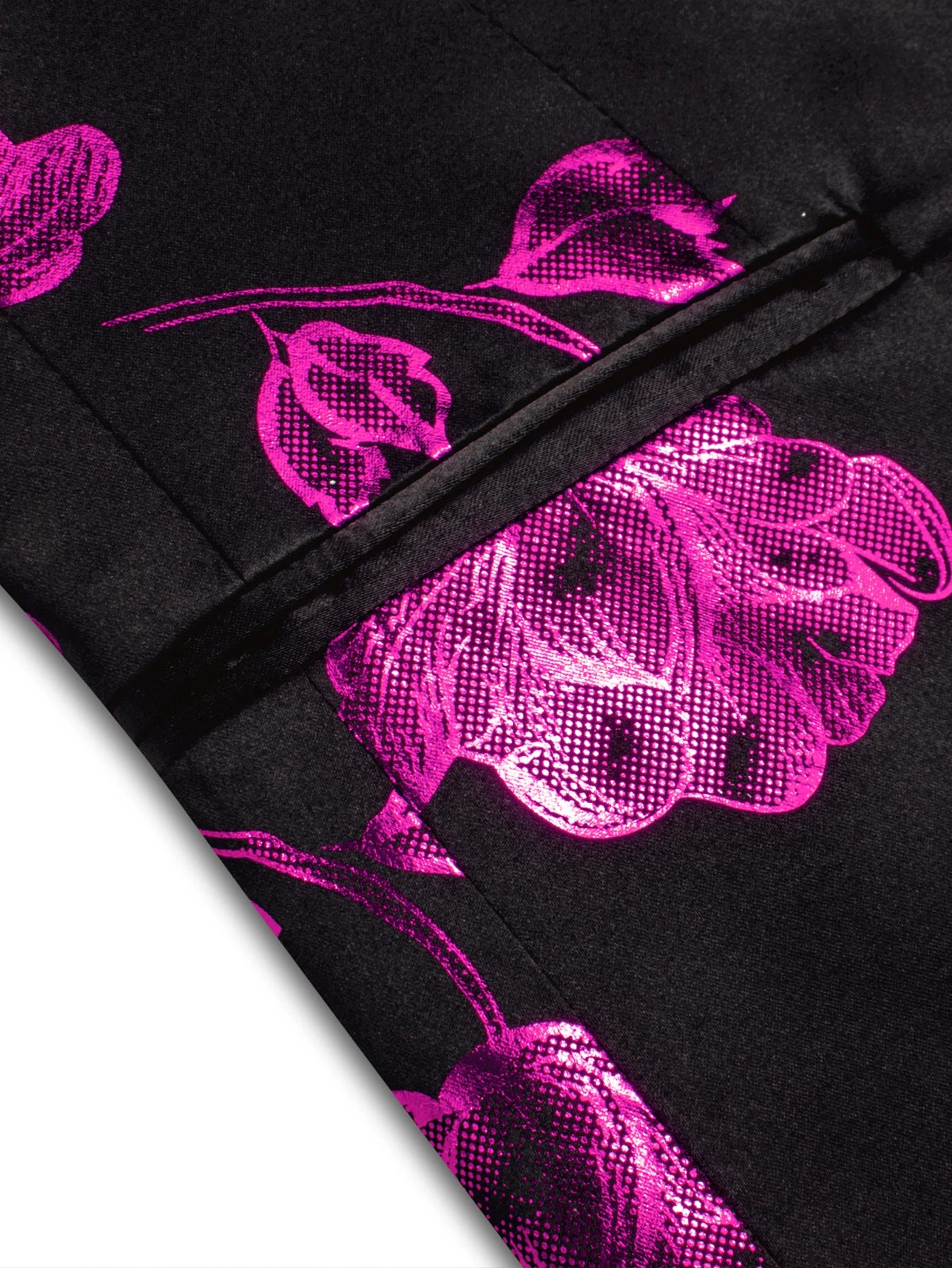 Men's Black Pink Floral Jacquard Shawl Lapel Blazer Single Breasted Qme
