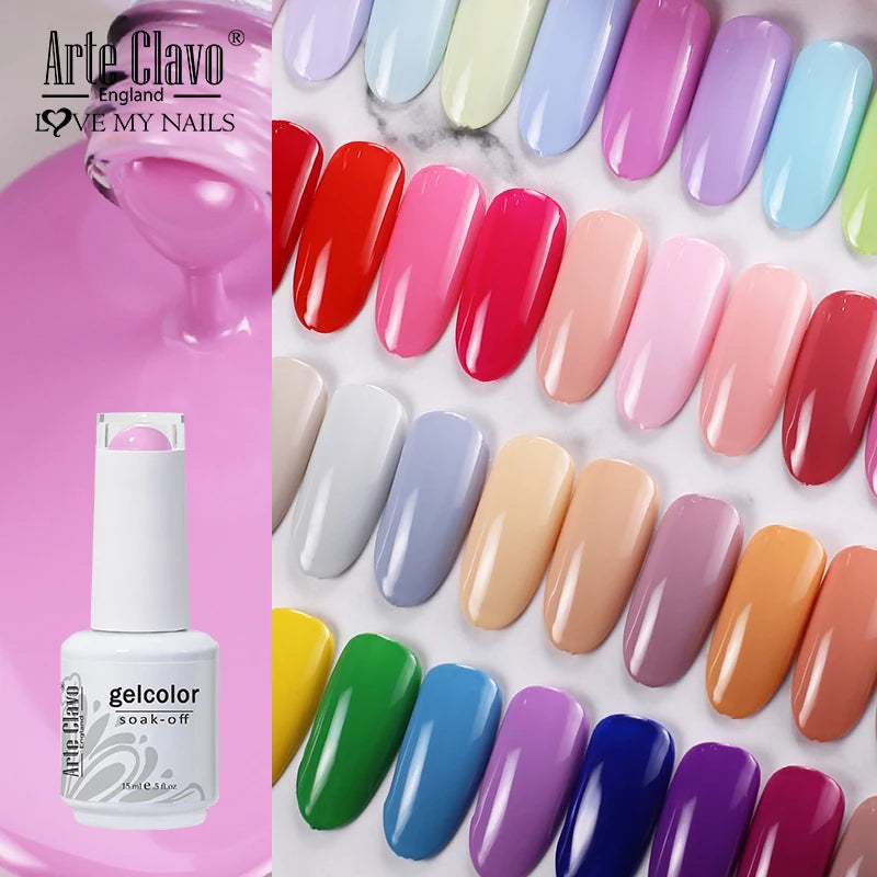 Arte Clavo Solid Gel Nail Polish Rainbow Summer Varnish Soak Off Qme