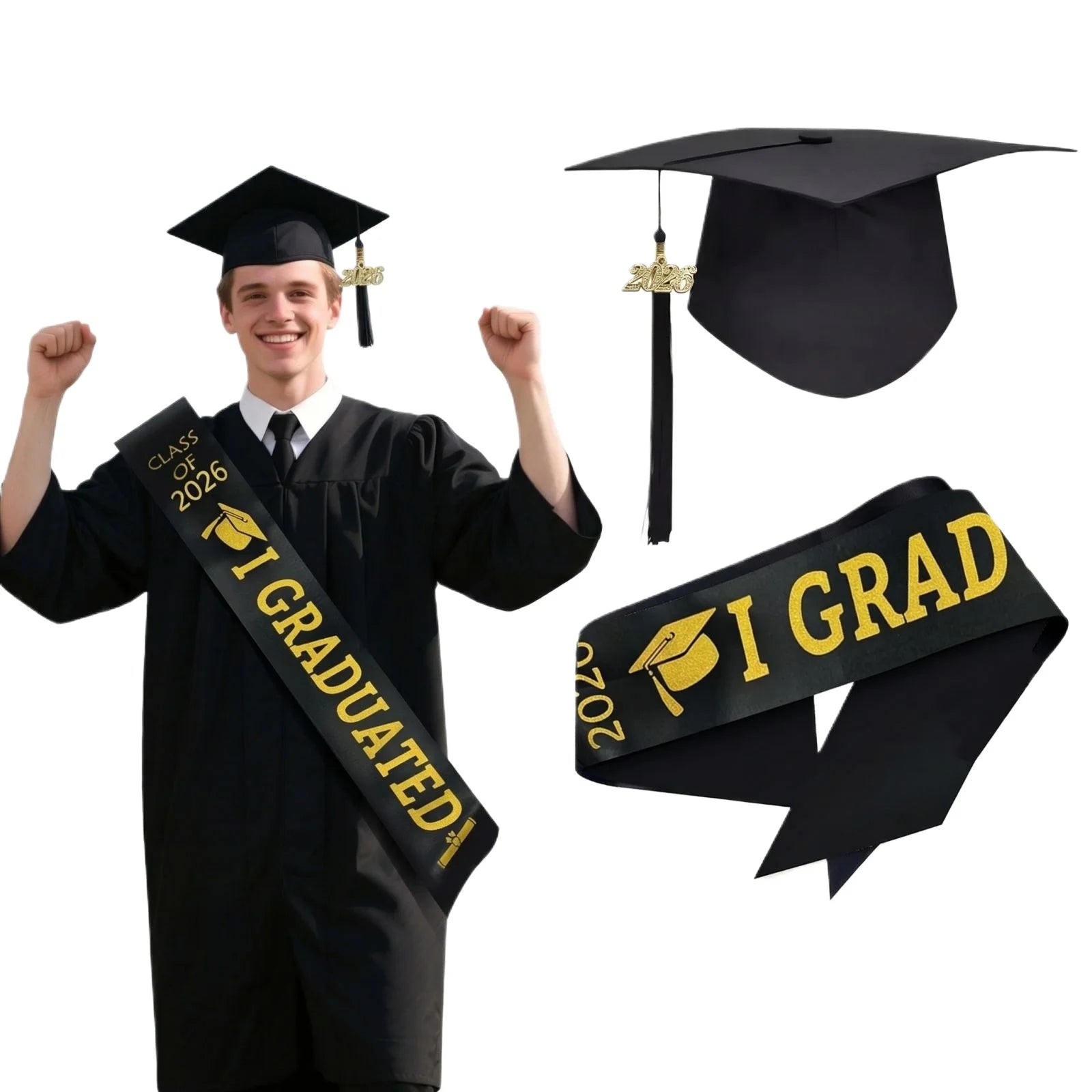 Unisex Graduation Cap with Sash Graduation Stole Set Commencement High School Graduation College Graduate Photograph Supplies Qme D One Size