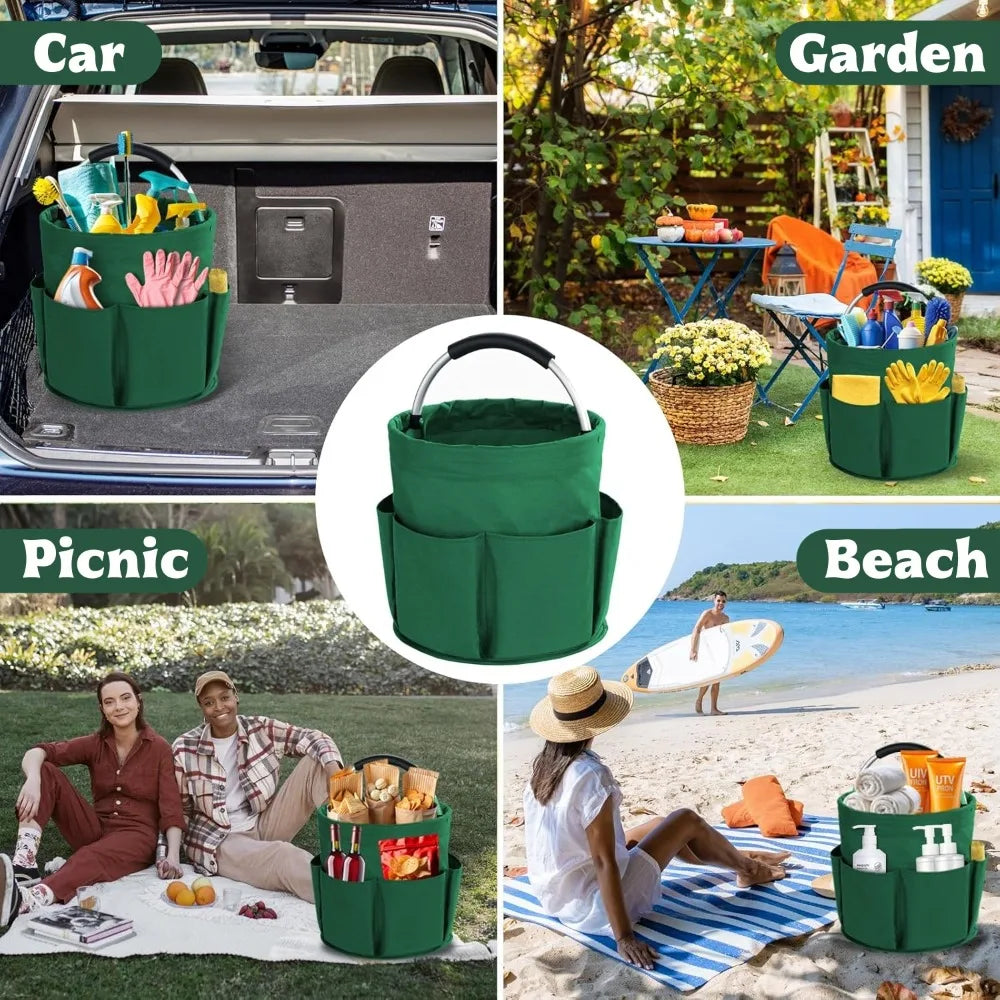 17L Foldable Storage Bucket 600D Oxford Cloth Portable Cleaning Tool Storage Organizer Outdoor Camping Picnic Garden Harvest Bag Qme