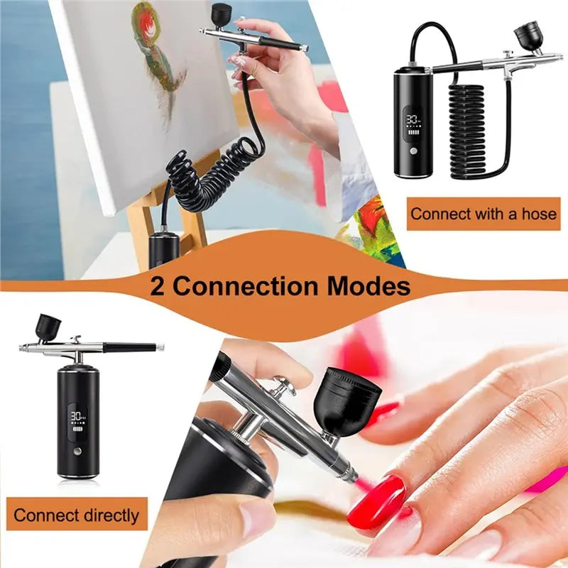 A02F-For Art Painting Mini Airbrush Portable Rechargeable Compressor For Art Craft Cake Painting Qme