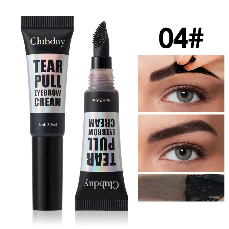 Easy Peel-off Eyebrow Tint Cream Natural Long Lasting Brows Tattoo Waterproof Non-smudging Gel Big Brush Head Liquid Eyebrow Dye Qme 04