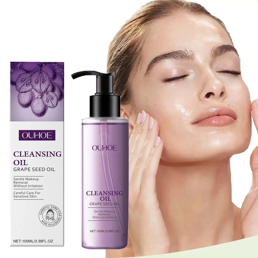 Grape Seed Cleansing Oil Makeup Remover for Sensitive Skin Non-Tightening Deep Purifying Hydrating Refreshing Facial Oil Control Qme