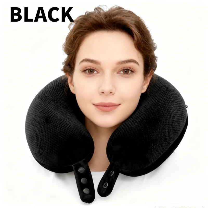 U-shaped Travel Pillow Medium Soft Support Adjustable Strap Portable Qme
