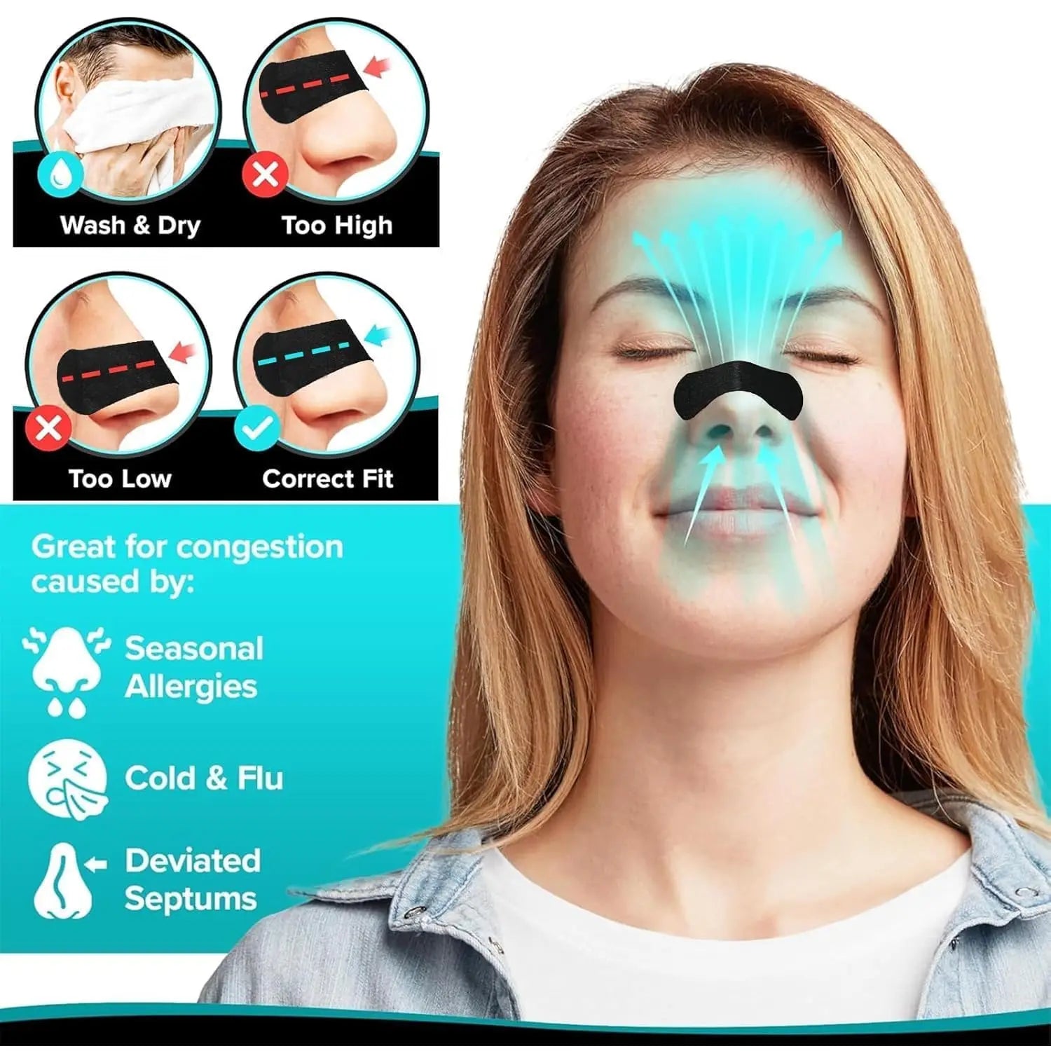 30 90 150 Anti Snoring Nose Strips Breathing Correction Physical Qme