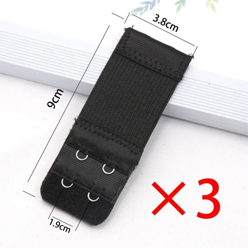 Bra Extender Women's Elastic Extension Strap Hook Clip Expander Qme black one size