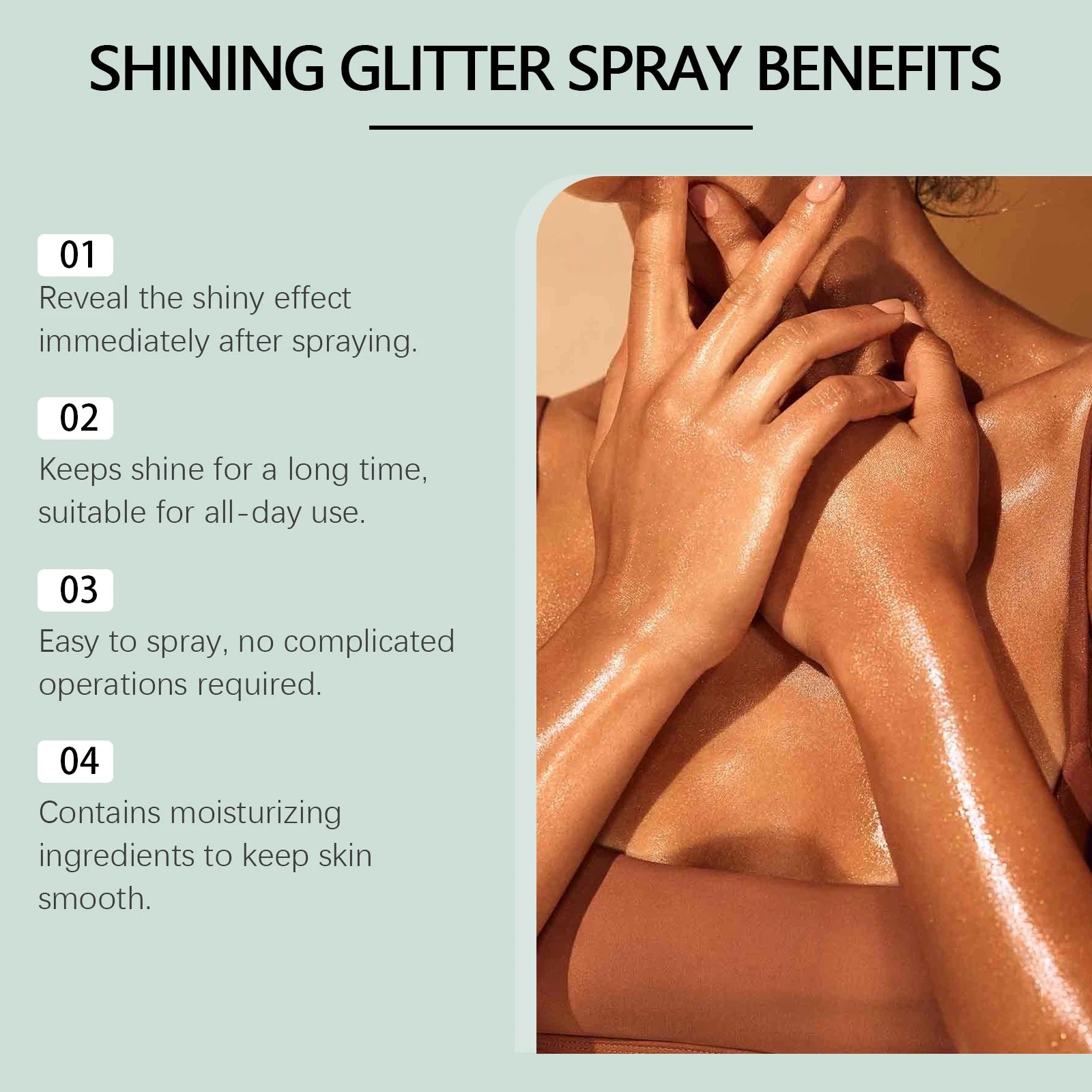 Shining Glitter Spray Fashion Highlighter Powder Spray for Hair Body Clothing Lasting Radiant Glow for Christmas Holiday Party Qme