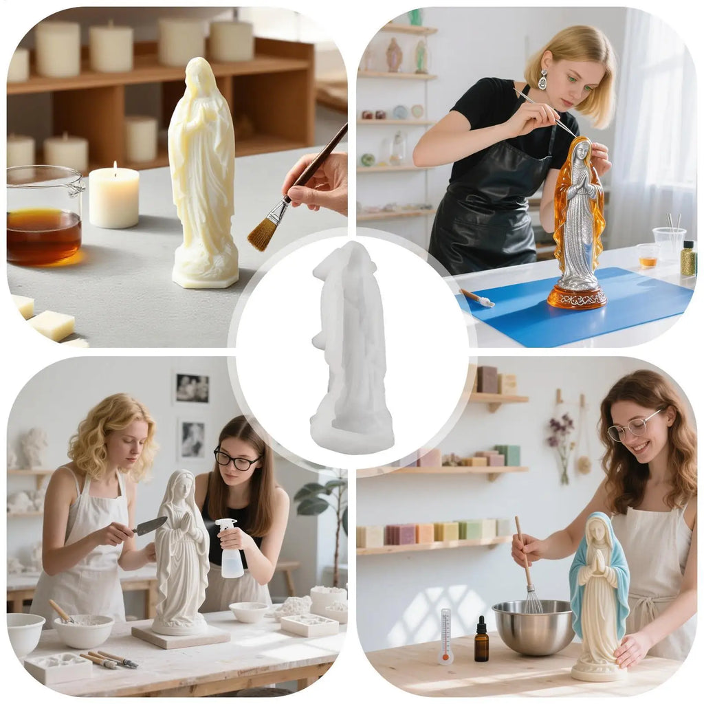 Silicone Candle Molds Soap Religious Decor Craft Supplies Mary Statue Qme