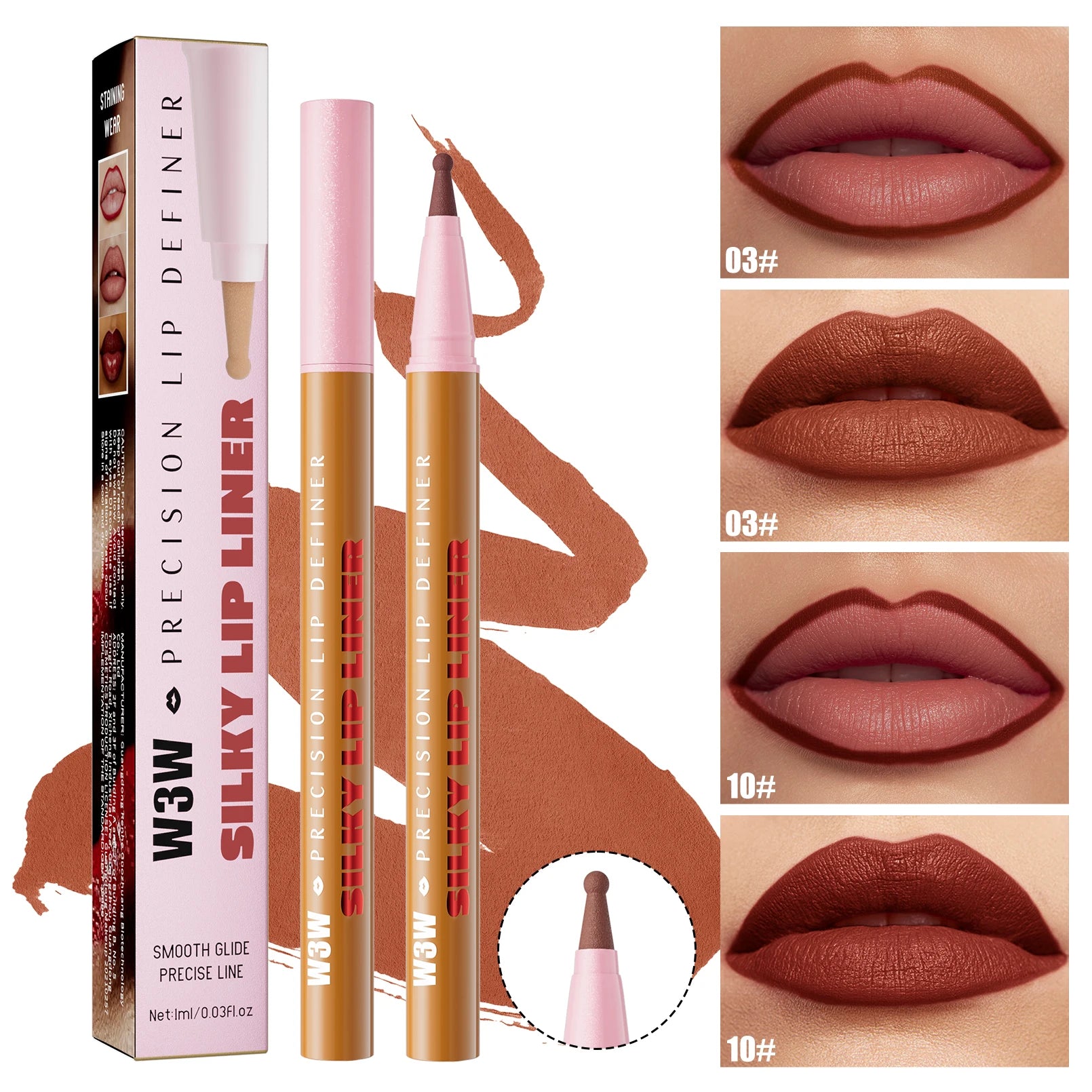 Waterproof Long Lasting Lip Liner Pencil, High Pigment Smooth Matte Lip Liner, Sweatproof Non-Fading Lip Contour Makeup Qme