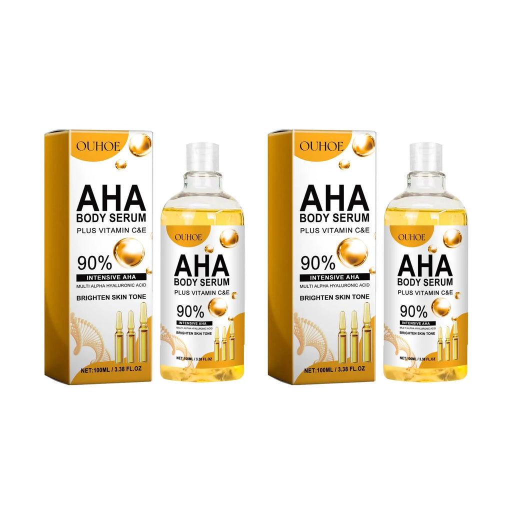 AHA Body Serum Moisturizing Brightening Spots Eraser Corrector Shrink Pore Repair Lighten Body Face Skin Hydrating Face Serum Qme 2Pcs 100ml