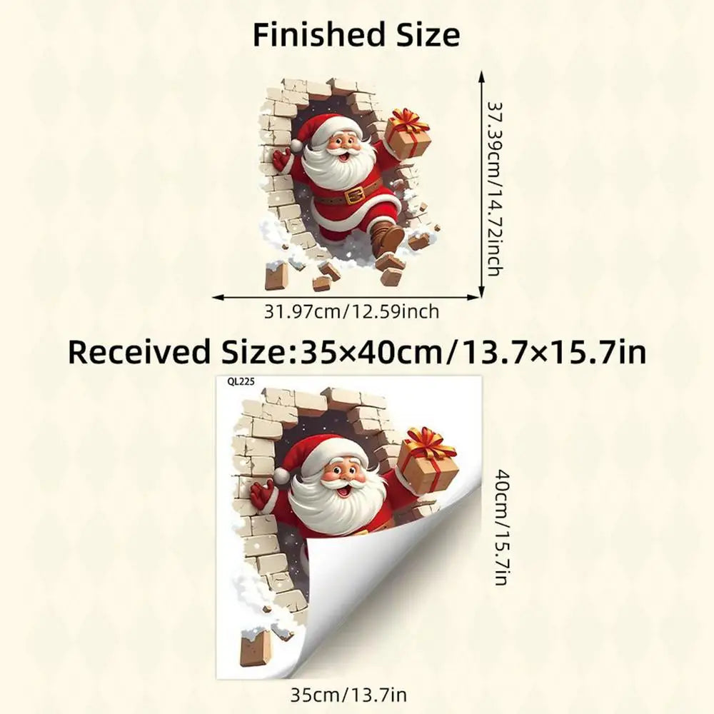 Santa Wall Stickers Christmas Decoration Claus Breaking Holiday Decal Qme 02 China Mainland