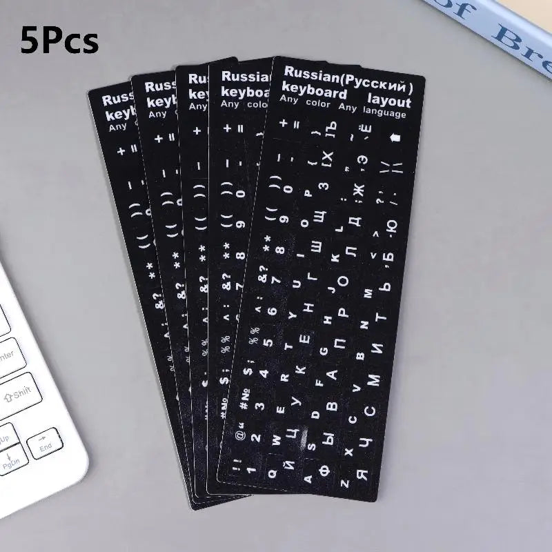Russian Keyboard Sticker Waterproof Dustproof Easy Use Laptop Desktop Qme Black white