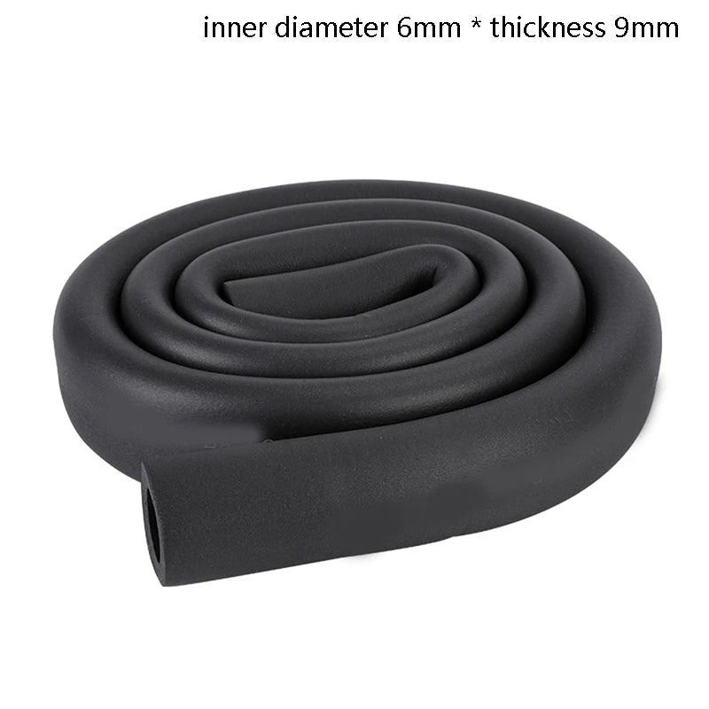 1.8M Sponge Rubber Pipe Black Waterproof Pipeline Holder Thermal Insulation Tubular Protective Sleeve For Air Conditioning Qme ID6MMxthickness9MM