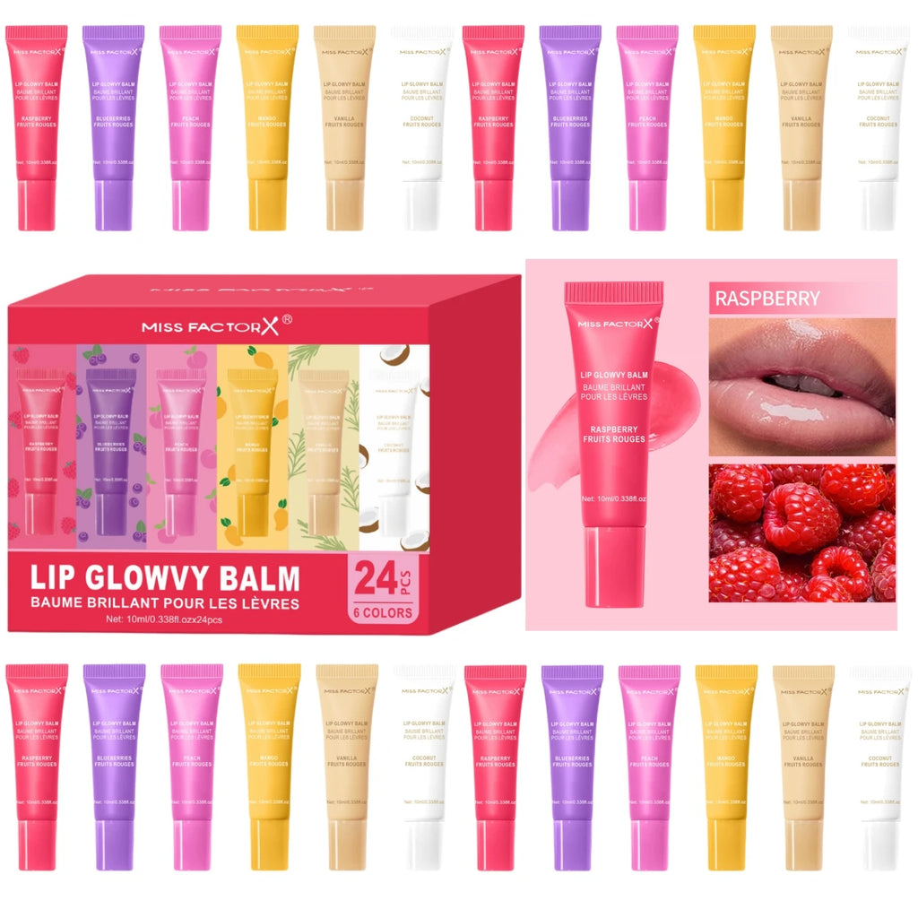 24pcs/box 6-color moisturizing lip gloss - Long lasting moisturizing, nourishing lips, glossy effect, women's gift choice Qme