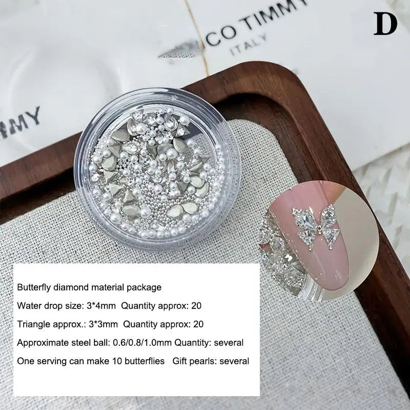 3D Nail Art Rhinestone Assemble Heart Butterfly Flatback Glass Qme D