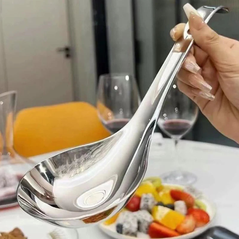 Stainless Steel Round Spoon Net Red Golden Dinner Long Handle Qme