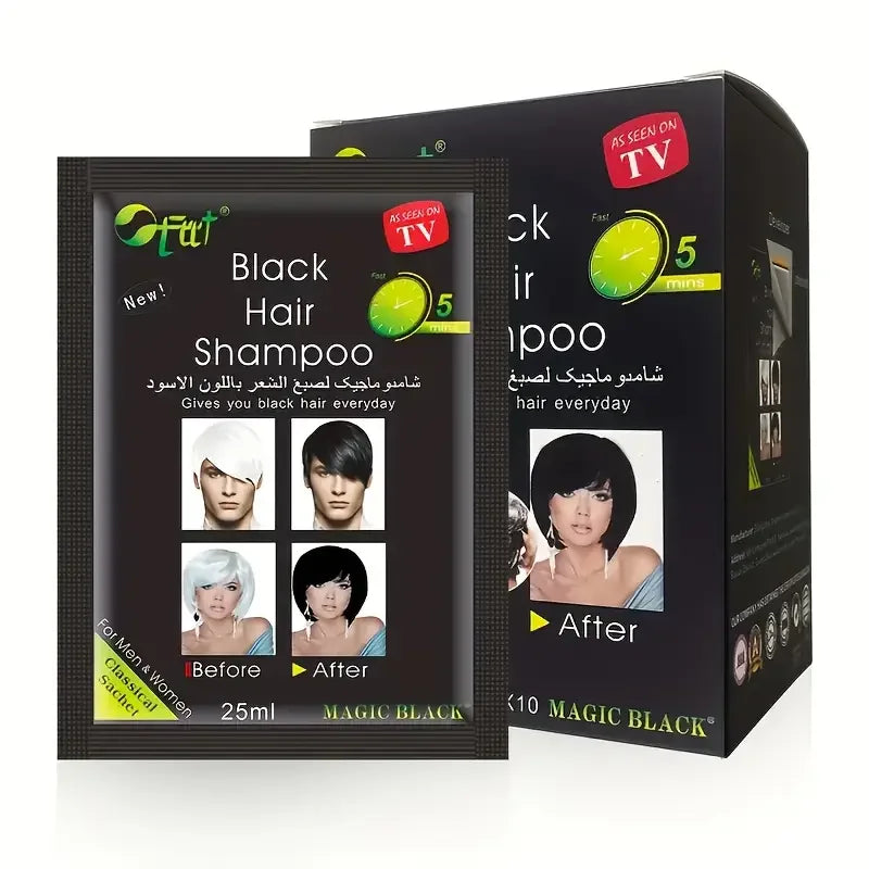 10 Fast Black Hair Shampoo 5 Mins Become Dye Herb Natural Care Qme Black