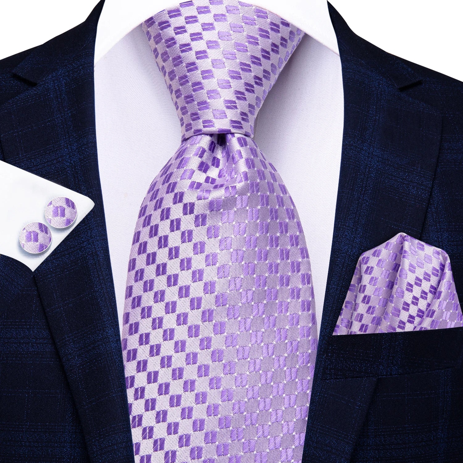 Hi-tie Red Blue Striped Business Mens Tie Jacquard Necktie Qme N-3938