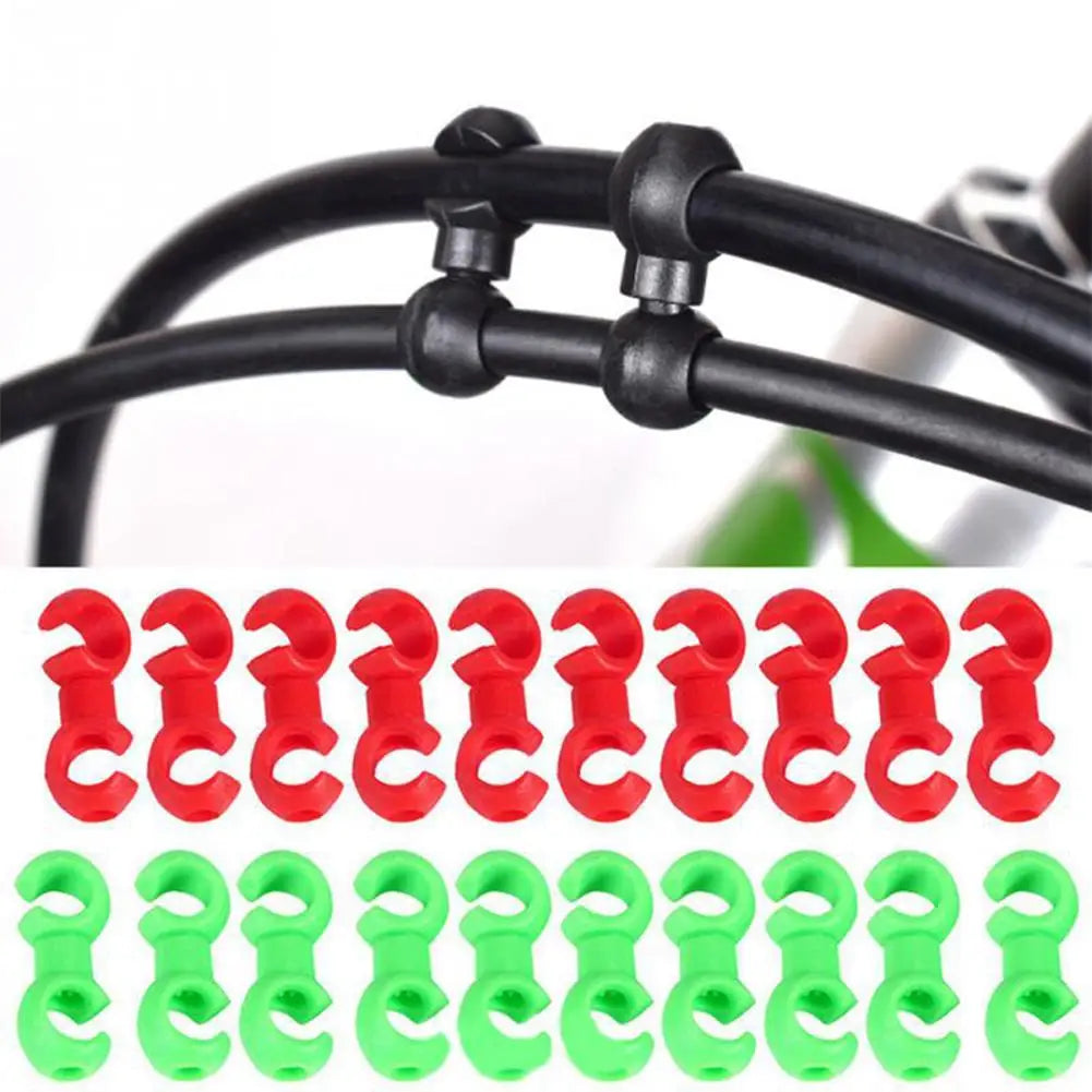 10Pcs/Set S Buckle Bike Brake Derailleur Shift Clips Buckle Cable Line Tube Rotatable MTB Brake Line Clip Ring Clasp Qme