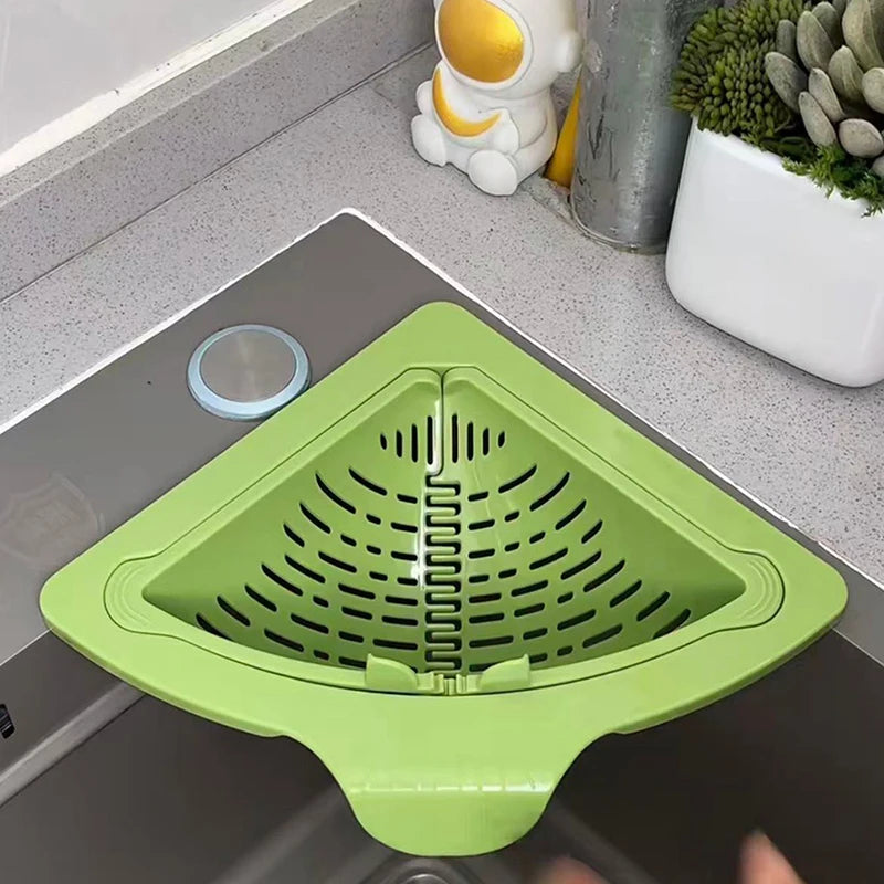 Drain Basket Sink Strainer Handle Food Slag Kitchen Supplies Trap Qme Green